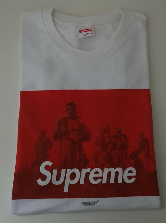 Camiseta Supreme x Undercover Seven Samurai FW16, talla M, color blanco, Jun Takashi