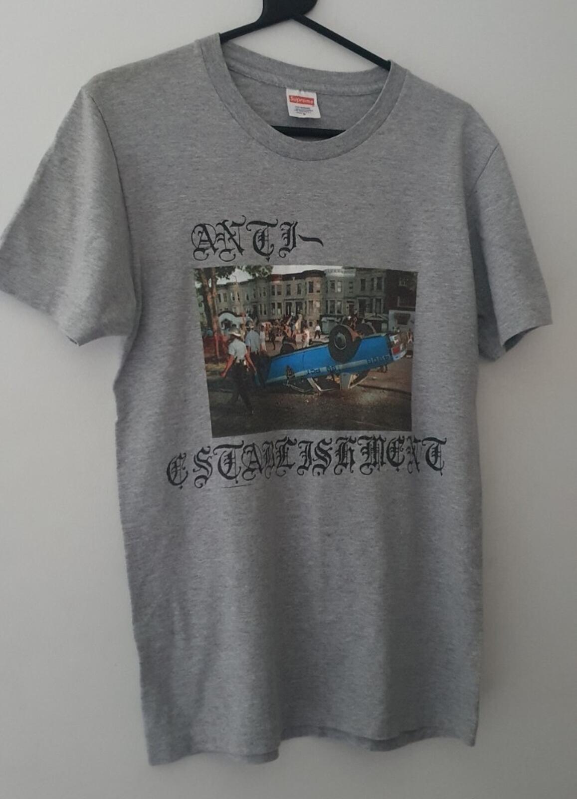 FW13 Supreme Anti Establishment Grey Tee size S Small T-Shirt vintage 2013 Rare