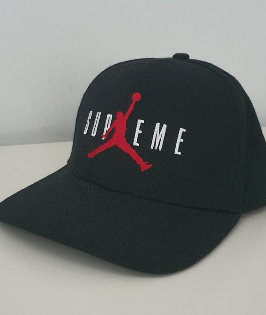 Gorra de 6 paneles FW15 Supreme x Jordan negra Jumpman rara