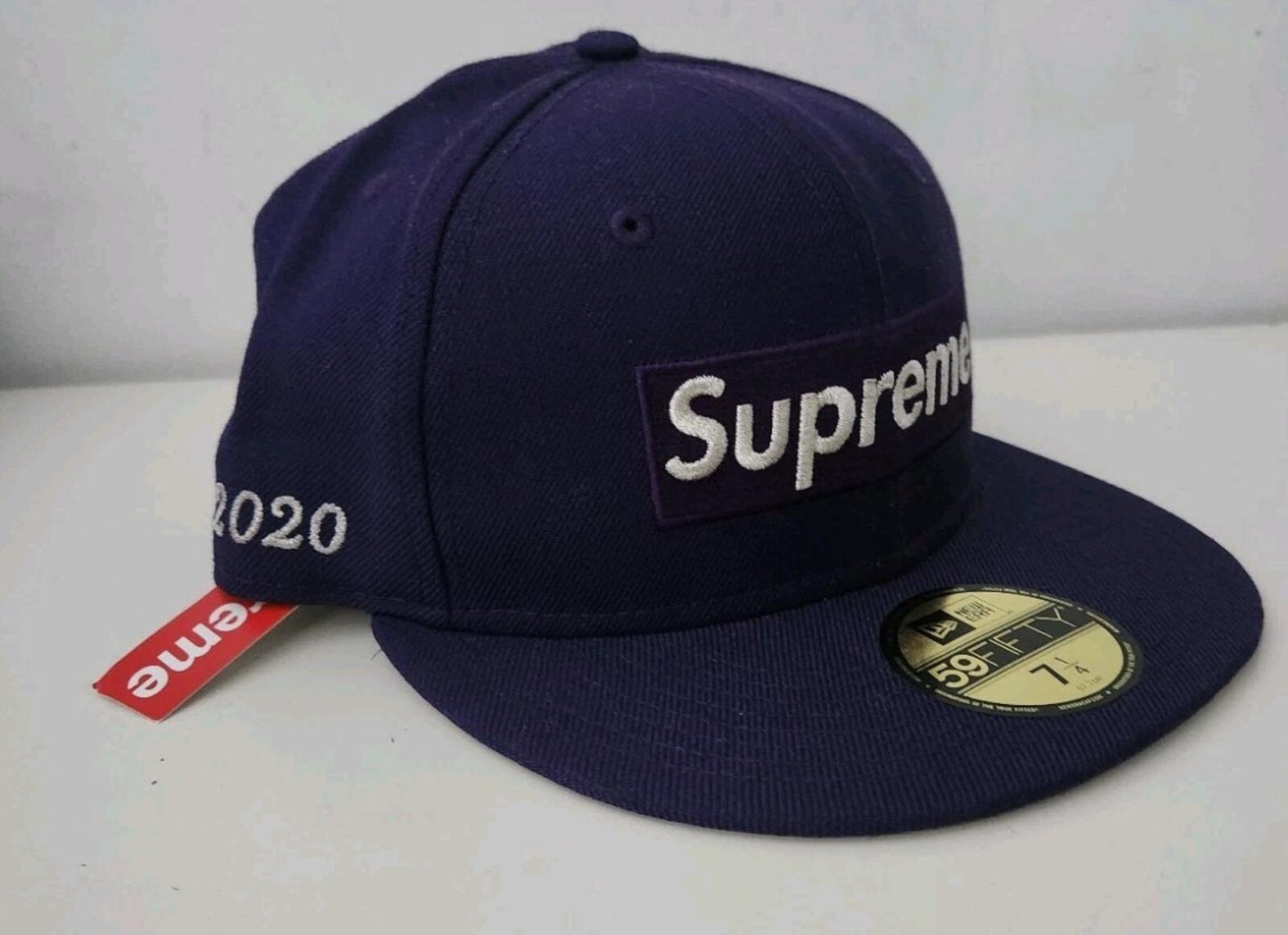 SS20 Supreme $1M box logo New Era size 7 1/4 purple cap wool hat new with tag