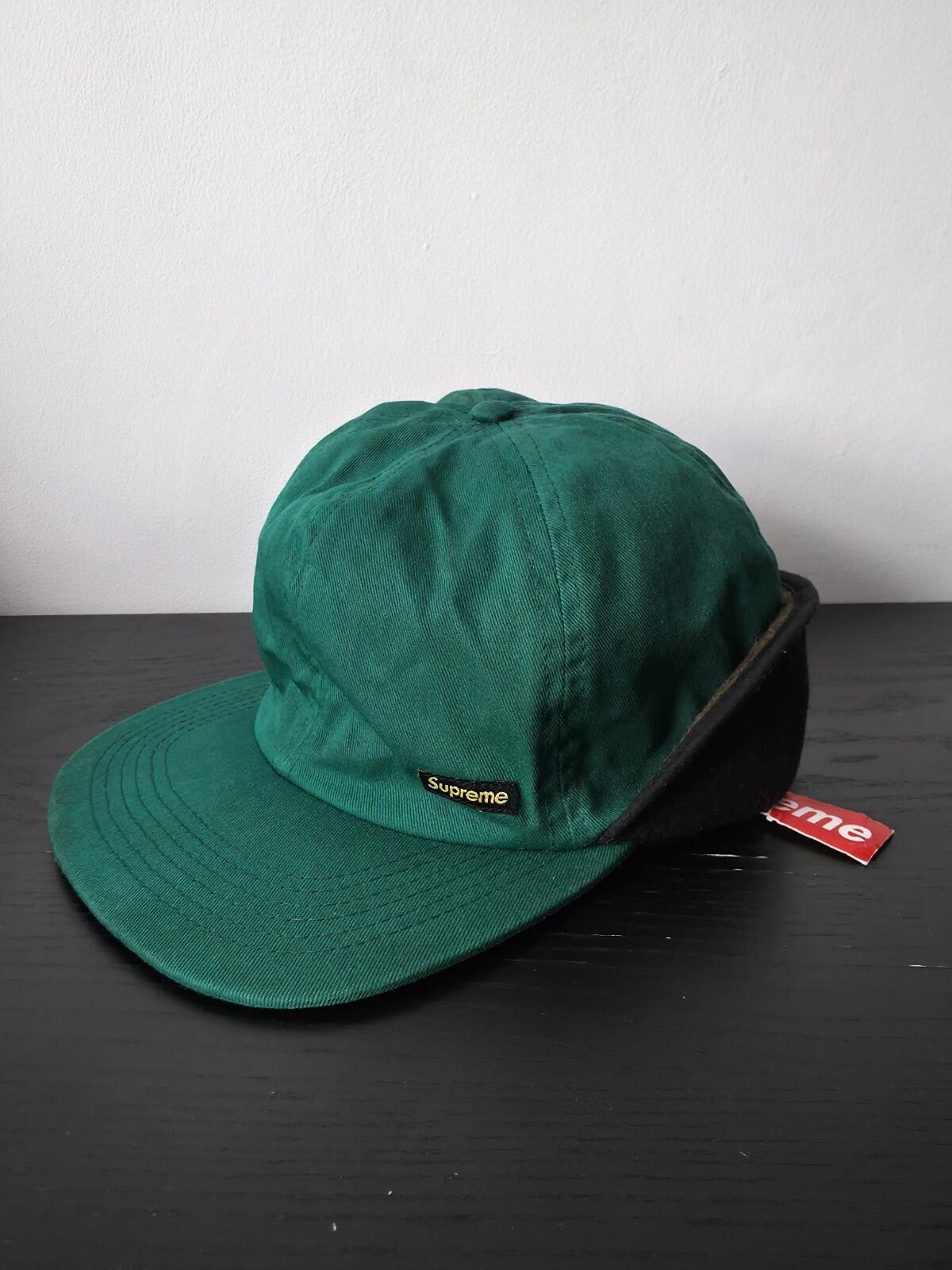 FW12 Supreme Waxed Ear Flap Cap Green Size S/M