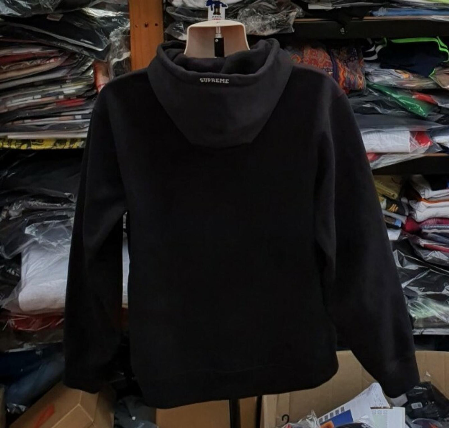 FW19 Supreme x Nike Leather Applique Hooded Sweatshirt Black Size M