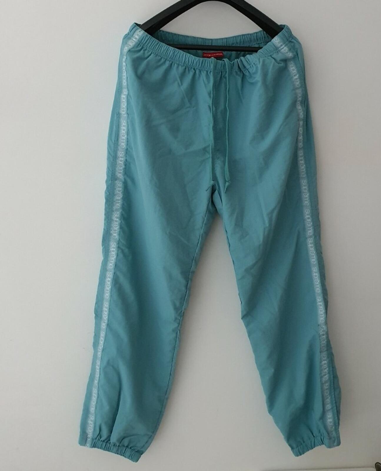 SS18 Supreme Tonal Taping Nylon Track Pant Pale Green Size L