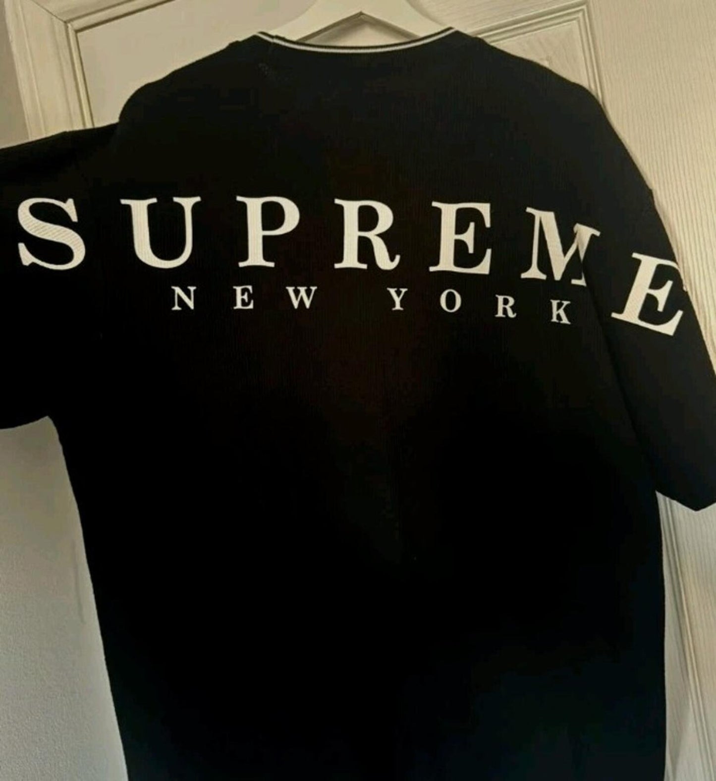 SS19 Supreme Stripe Rib Waffle Top M medium black t-shirt tee