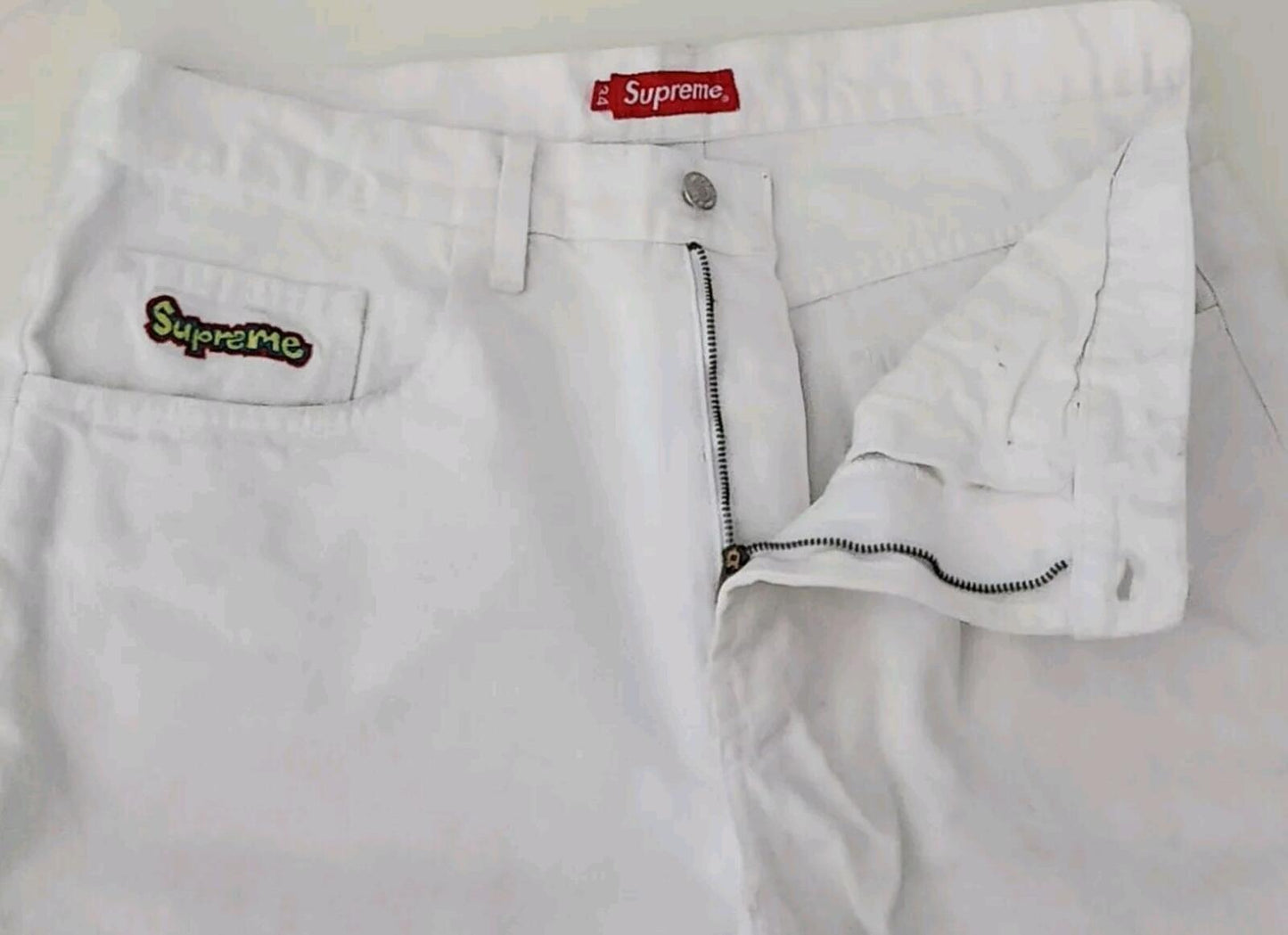 FW14 Supreme x Gonz short size 34 White shorts Mark Gonzales ALTERED Jeans Rare