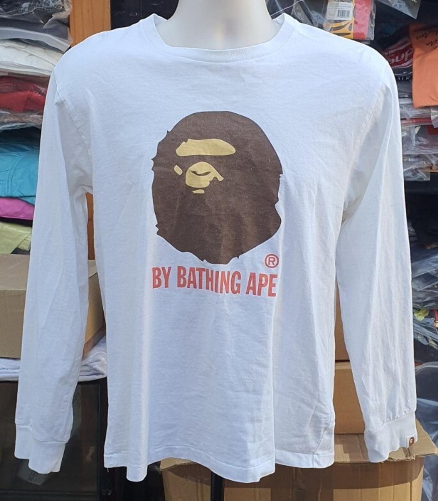 Camiseta de manga larga A BATHING APE Big Ape Head blanca talla M BAPE