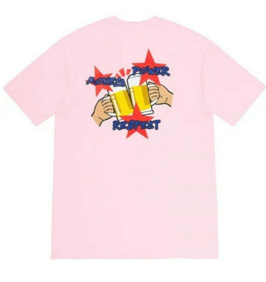 FW19 Supreme Money Power Respect camiseta rosa claro talla M
