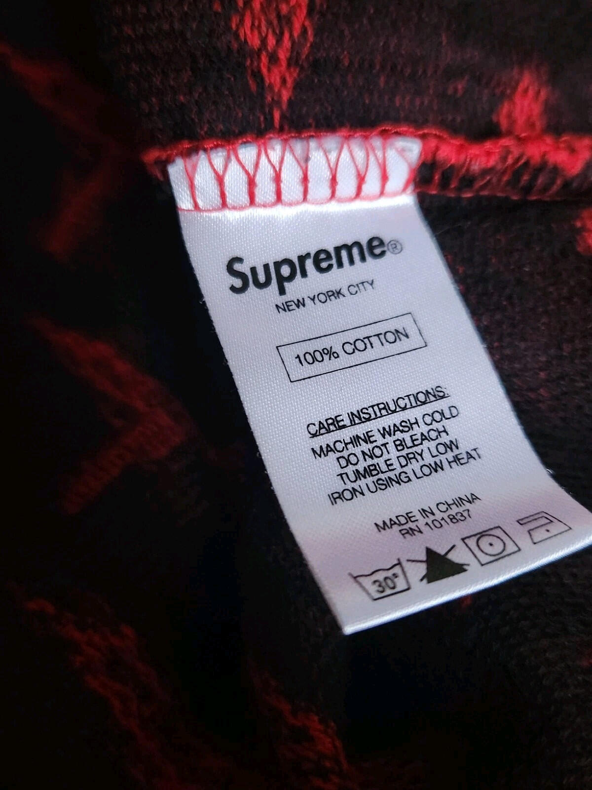 FW15 Supreme Jacquard Uzi Pocket tee Longsleeve top M medium sweater red jumper