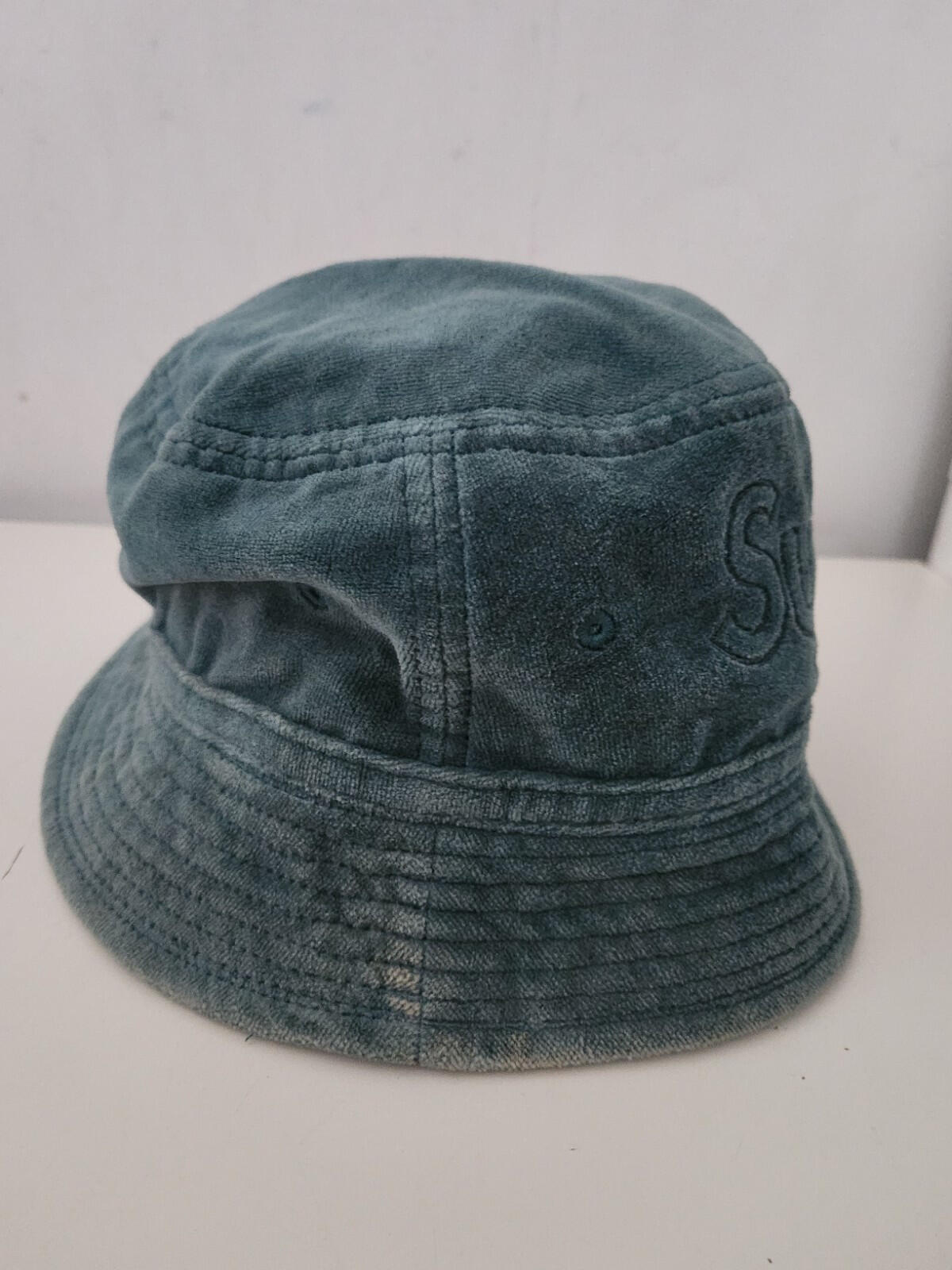 SS18 Supreme x Lacoste Velour crusher size M Medium Teal bucket hat