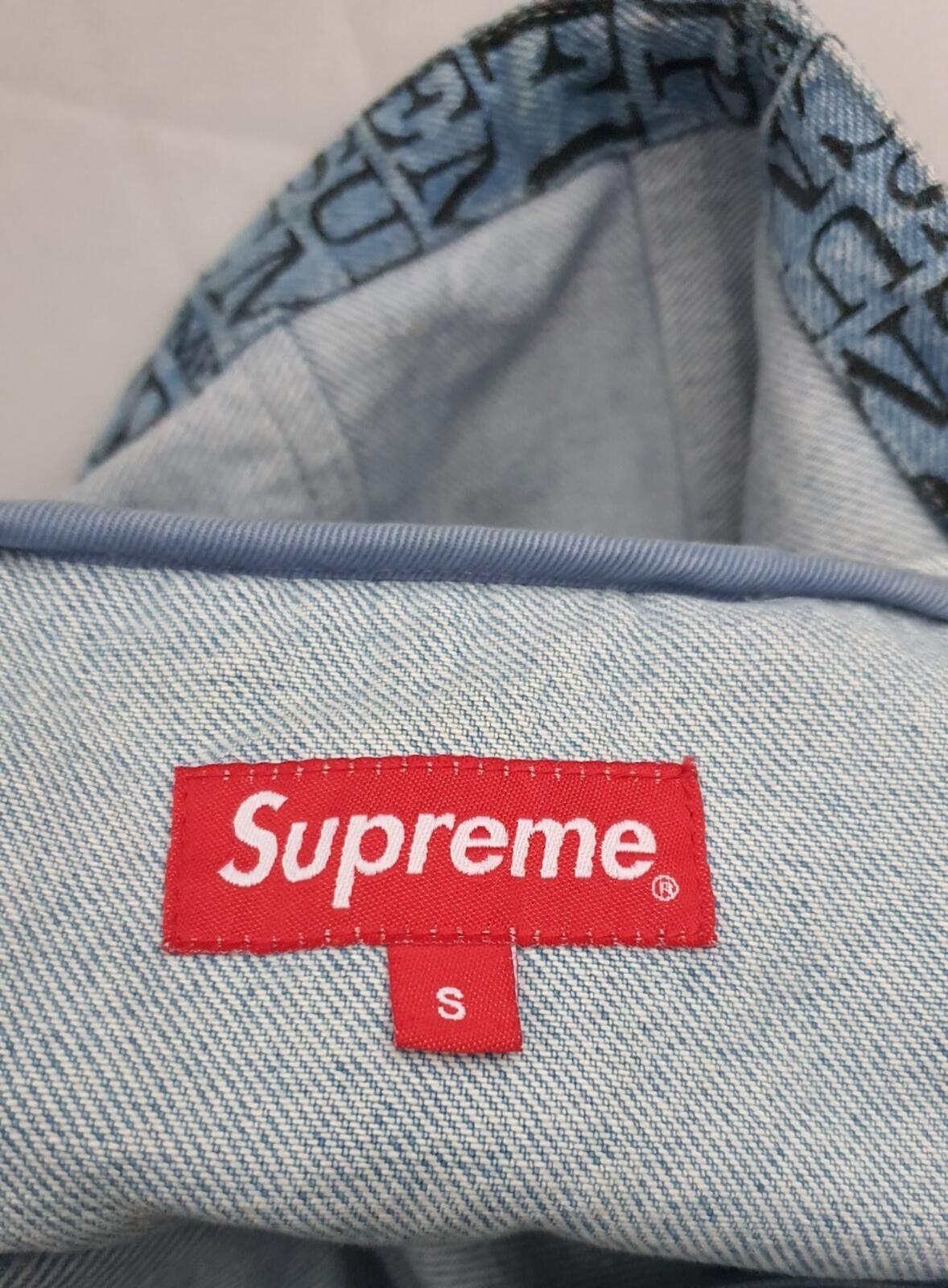 FW15 Supreme F UCK EM ALL Denim Hooded Pullover Blue Size S