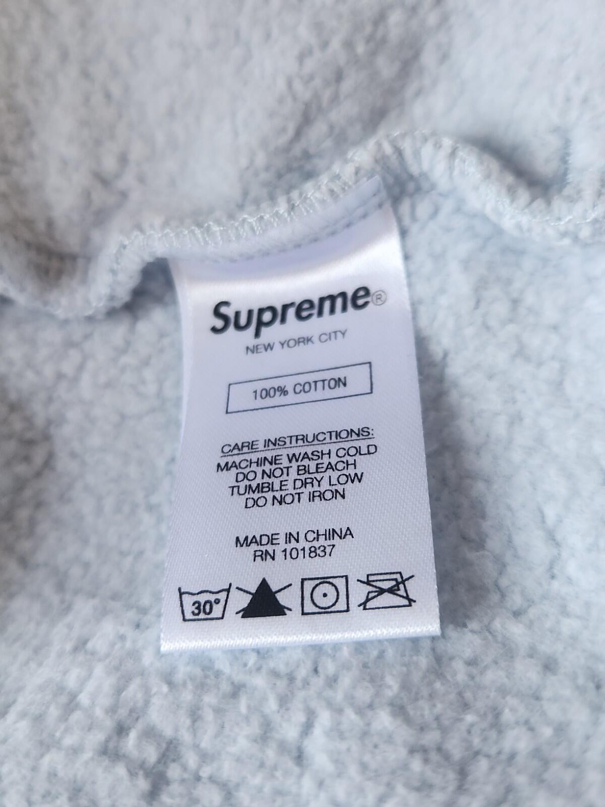 SS19 Supreme Contrast Embroidered Hoodie Ice Blue Size M