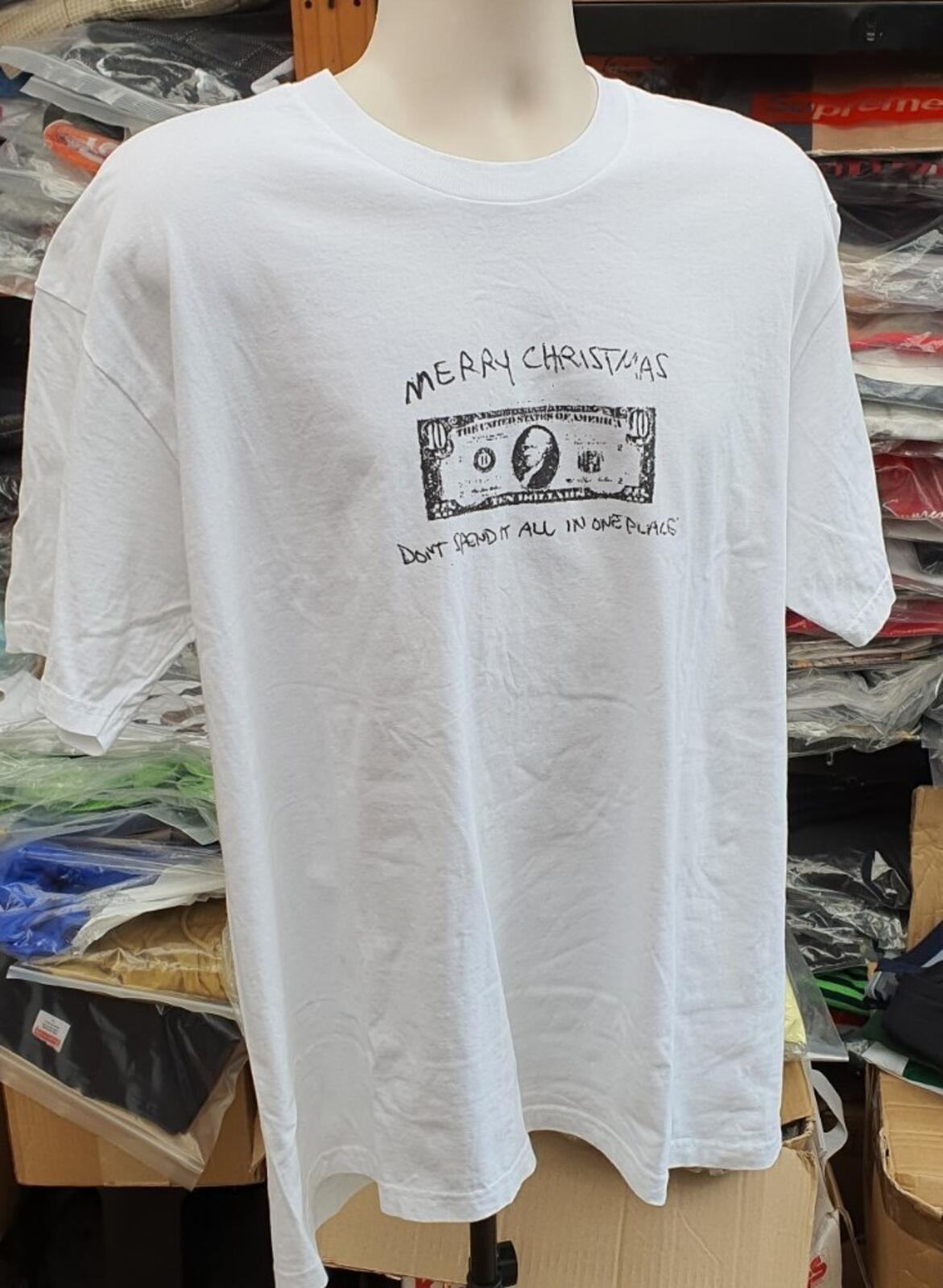 FW21 Supreme Spend It Tee White Size XL Christmas