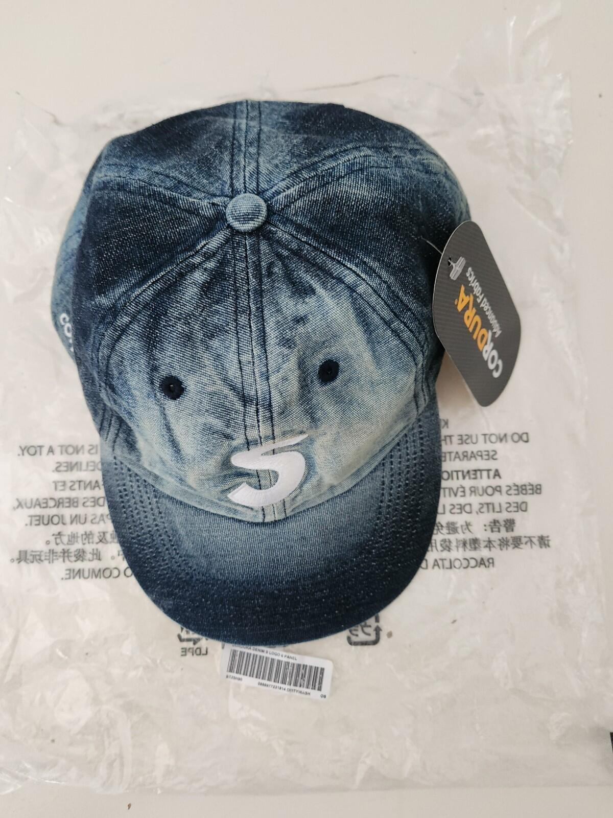 SS24 Supreme Cordura Denim S Logo 6-Panel Cap Bleached Indigo