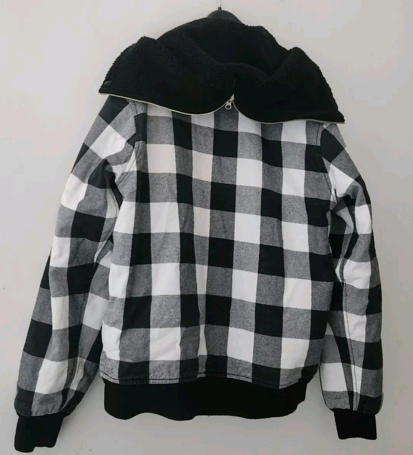 2005 Supreme Plaid Buffalo Jacket Thermal Lining Hooded Shirt Vintage Black M