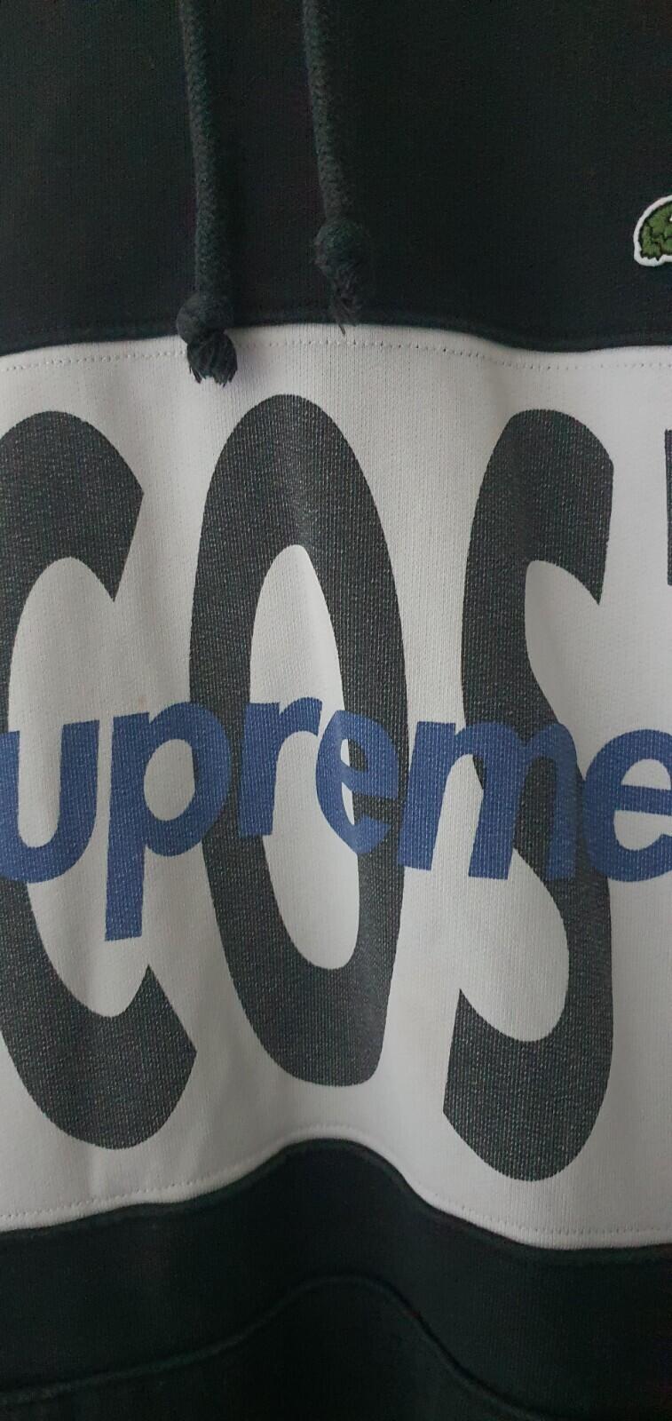 FW19 Supreme x Lacoste Logo Panel Hooded Sweatshirt Größe M Medium Schwarzer Hoodie