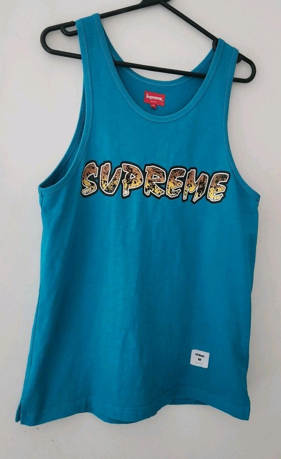 SS18 Supreme Splatter Tank Top Tee Teal Size M