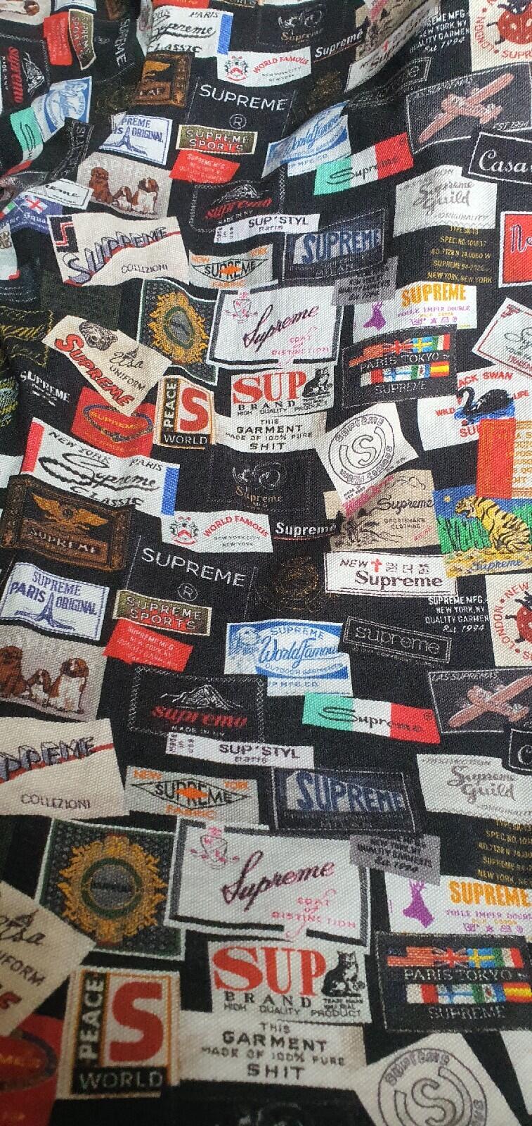 Camisa Polo Etiquetas Supreme SS21 Negra Talla M