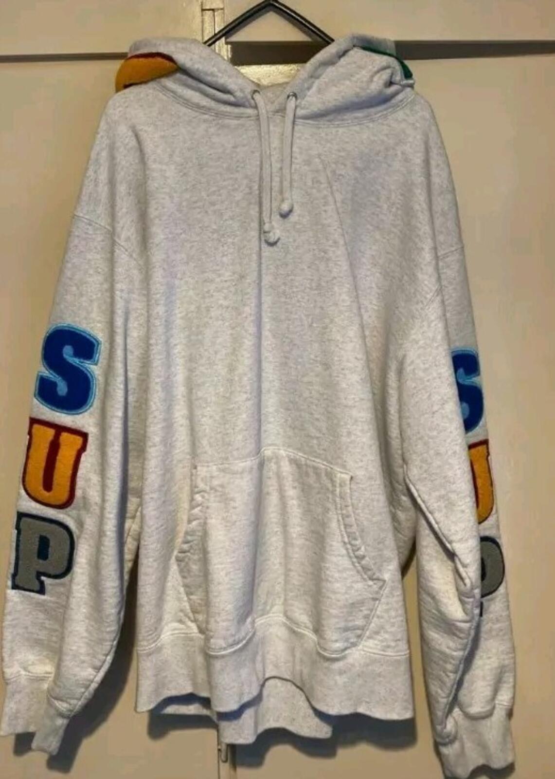 SS22 Supreme Team Chenille Hooded Sweatshirt Size M Medium Ash Grey hoodie