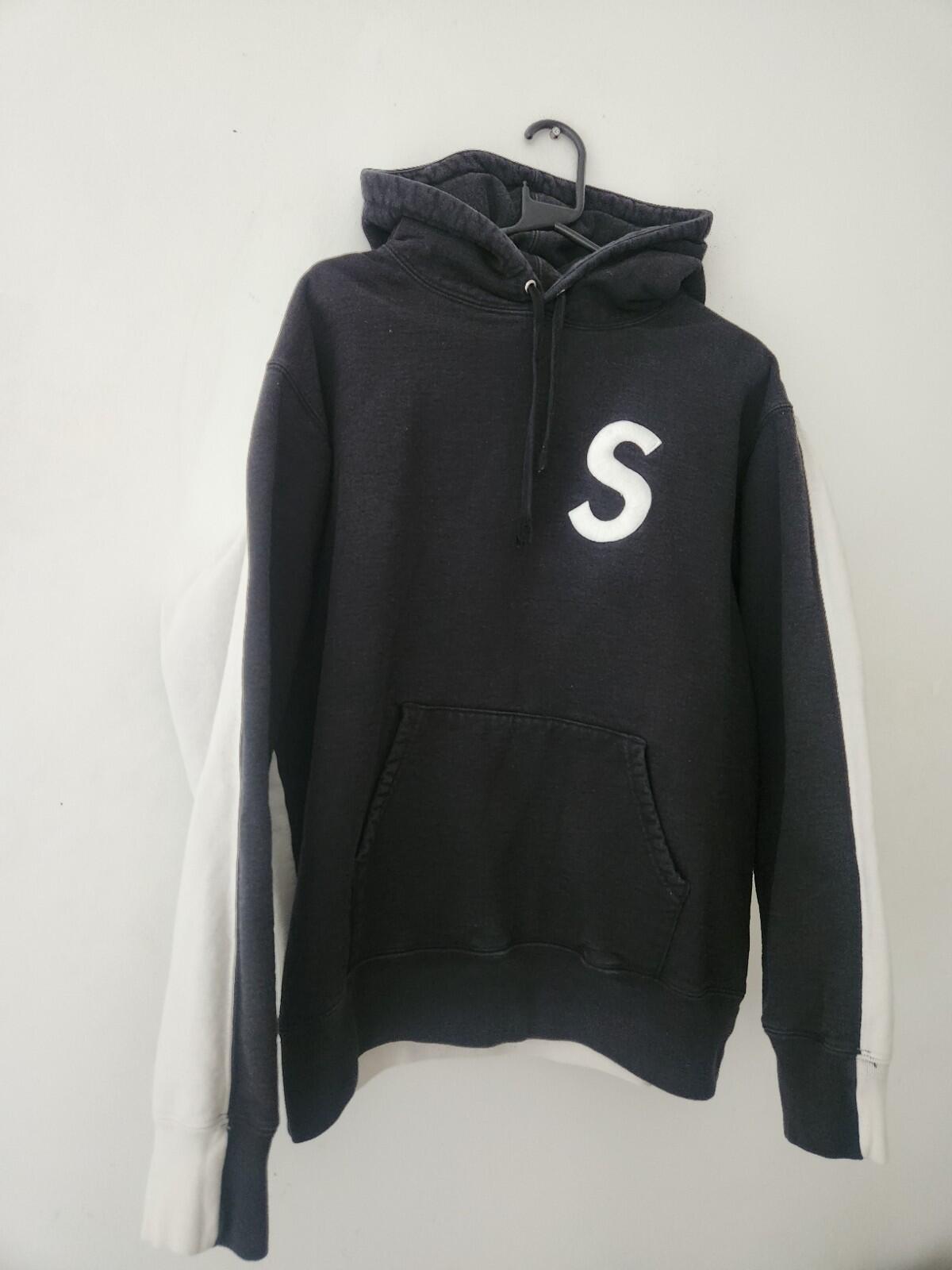 FW21 Supreme S Logo Split Hooded Sweatshirt M Medium hoodie Black White