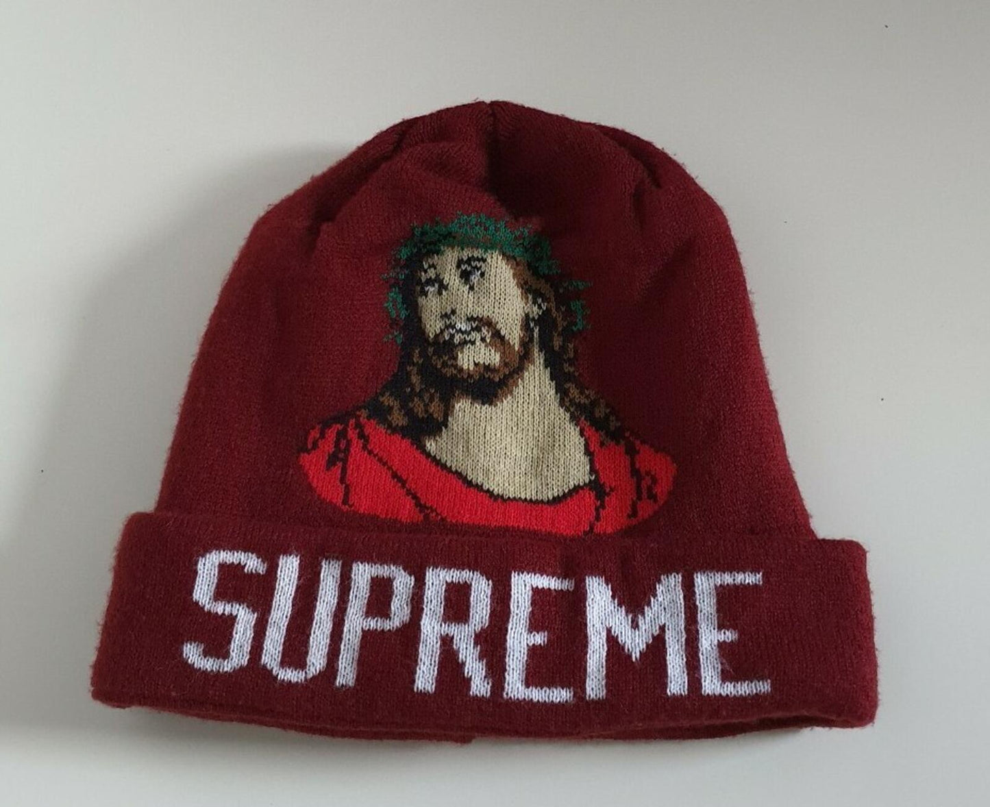 FW13 Supreme Jesus Beanie Burgundy