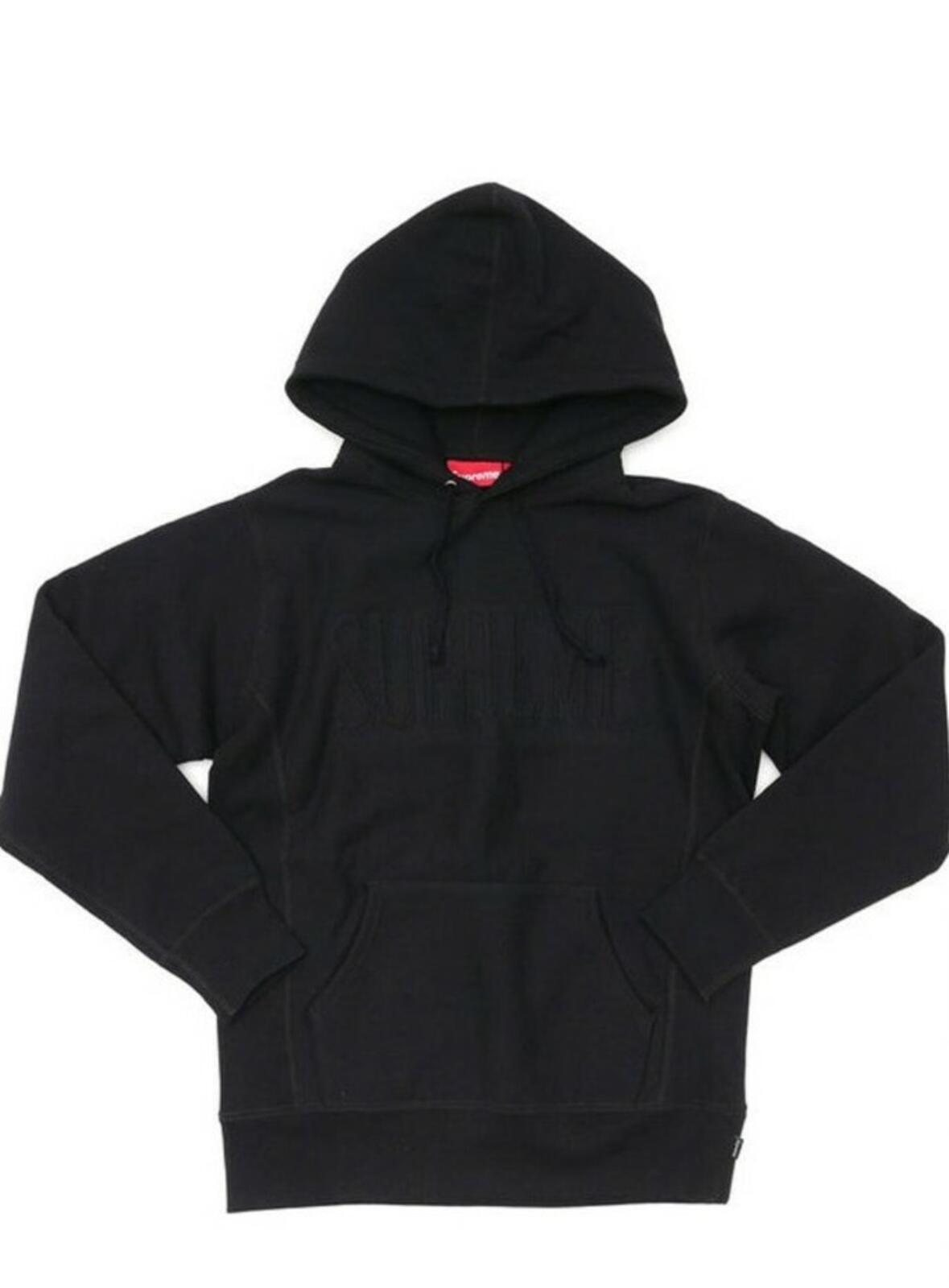 FW16 Supreme Embroidered Outline Hooded Sweatshirt Black hoodie M medium