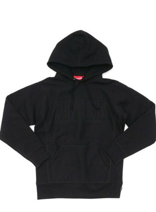 FW16 Supreme Embroidered Outline Hooded Sweatshirt Black hoodie M medium