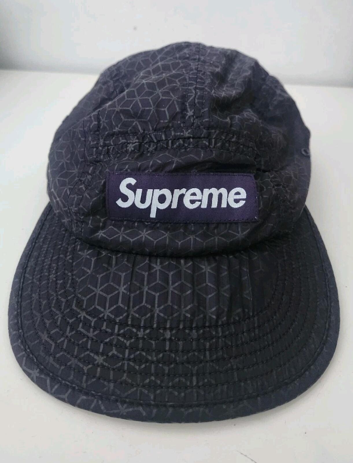 SS19 Supreme Geometric Ripstop Camp Cap Purple Nylon Hat Made In USA