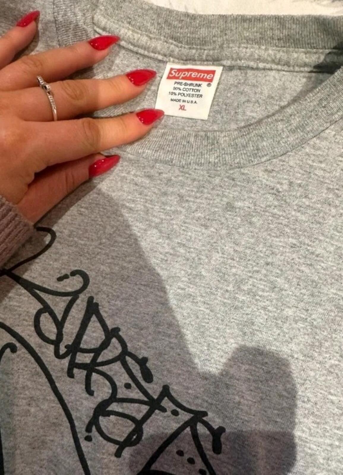 FW10 Supreme x COST Tag Graffiti Tee Grey Size XL