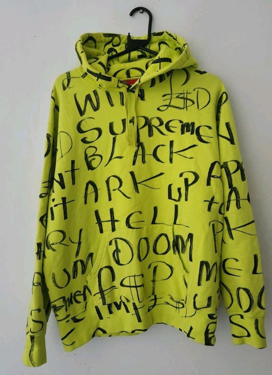 FW20 Supreme Black Ark hooded sweatshirt fluorescent yellow size S Small hoodie