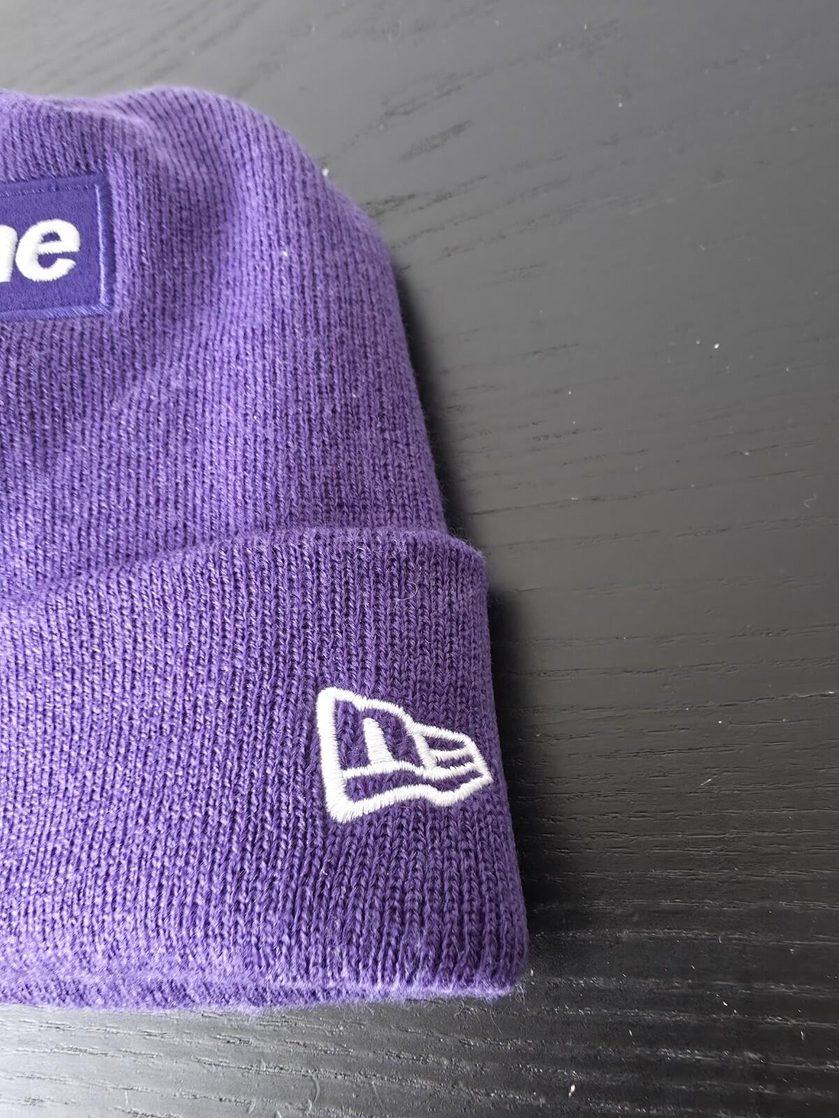 FW20 Supreme New Era Cross Box Logo Beanie Purple