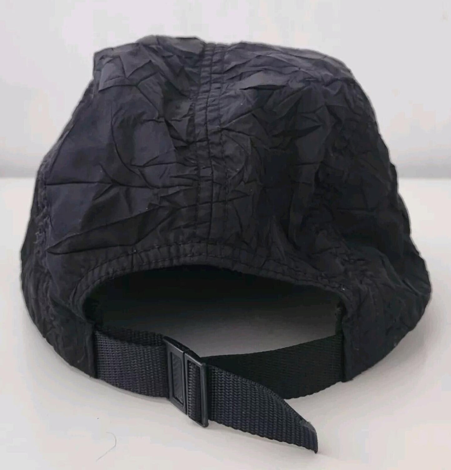 FW15 Supreme Wrinkled Nylon Soft Bill Camp Cap Hat Black Box logo 2015 Vintage