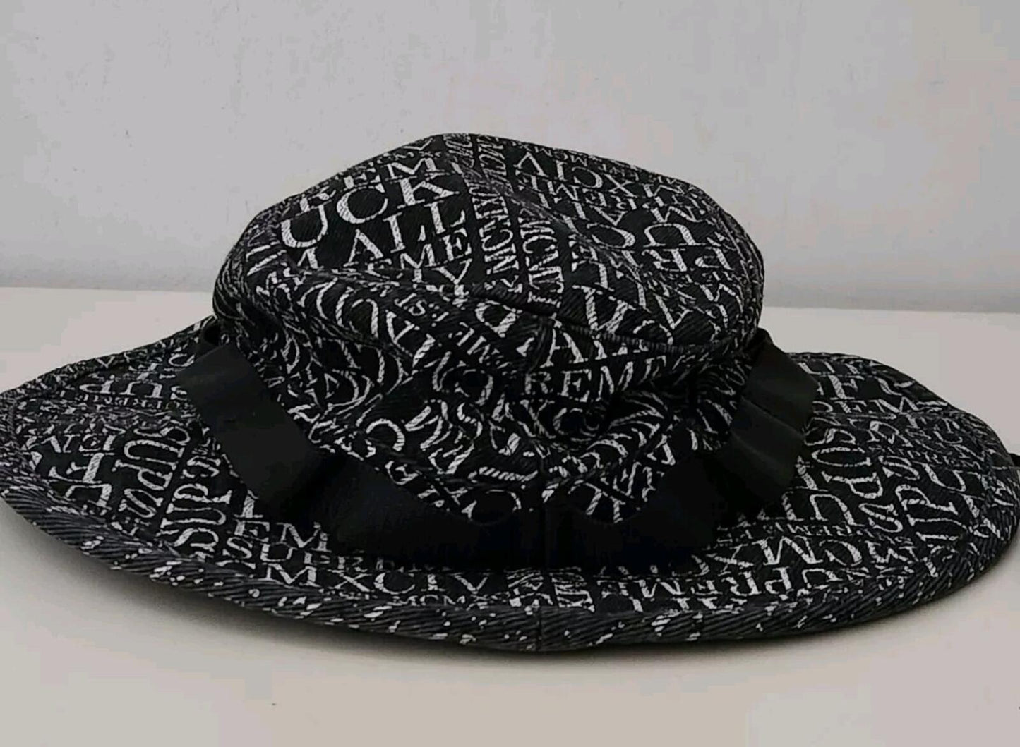 FW15 Supreme F UCK 'EM ALL boonie size S/M black bucket hat small medium Crusher