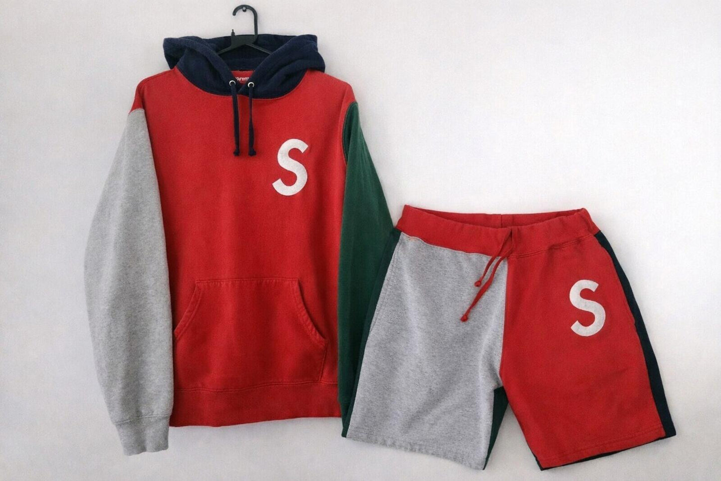 SS19 Supreme S Logo Colorblocked sweatshort + Sweatpant Full Set Hoodie & Shorts