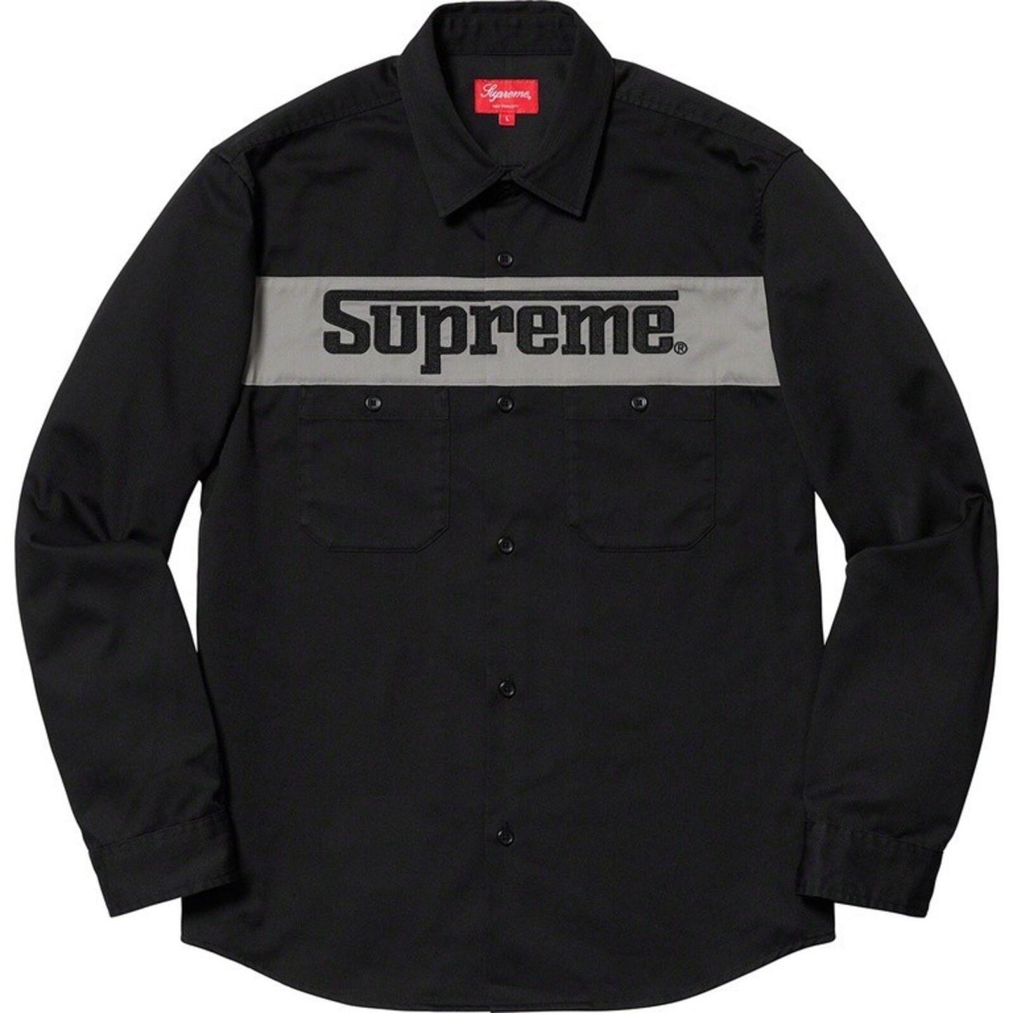 SS19 Supreme Racing Logo Work Shirt Black Size M