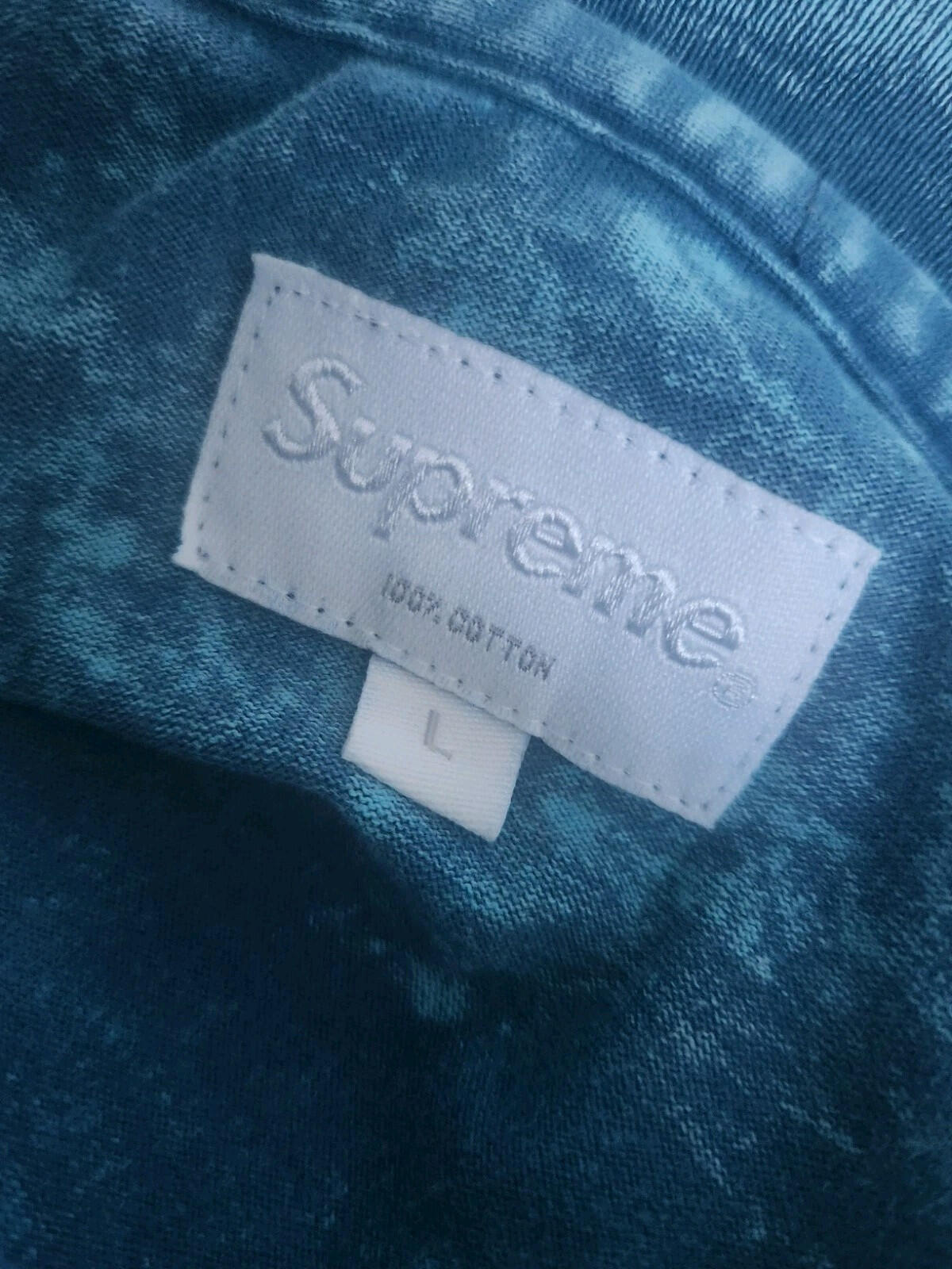 SS17 Supreme Acid wash arc logo l/s top size L large Blue long sleeve