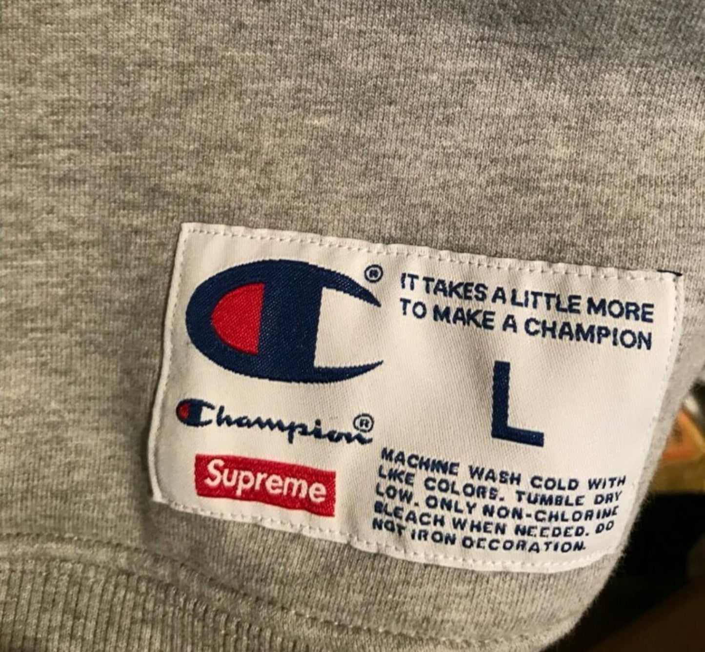 FW15 Supreme x Champion hooded sweatshirt size L large hoodie heather grey Rare