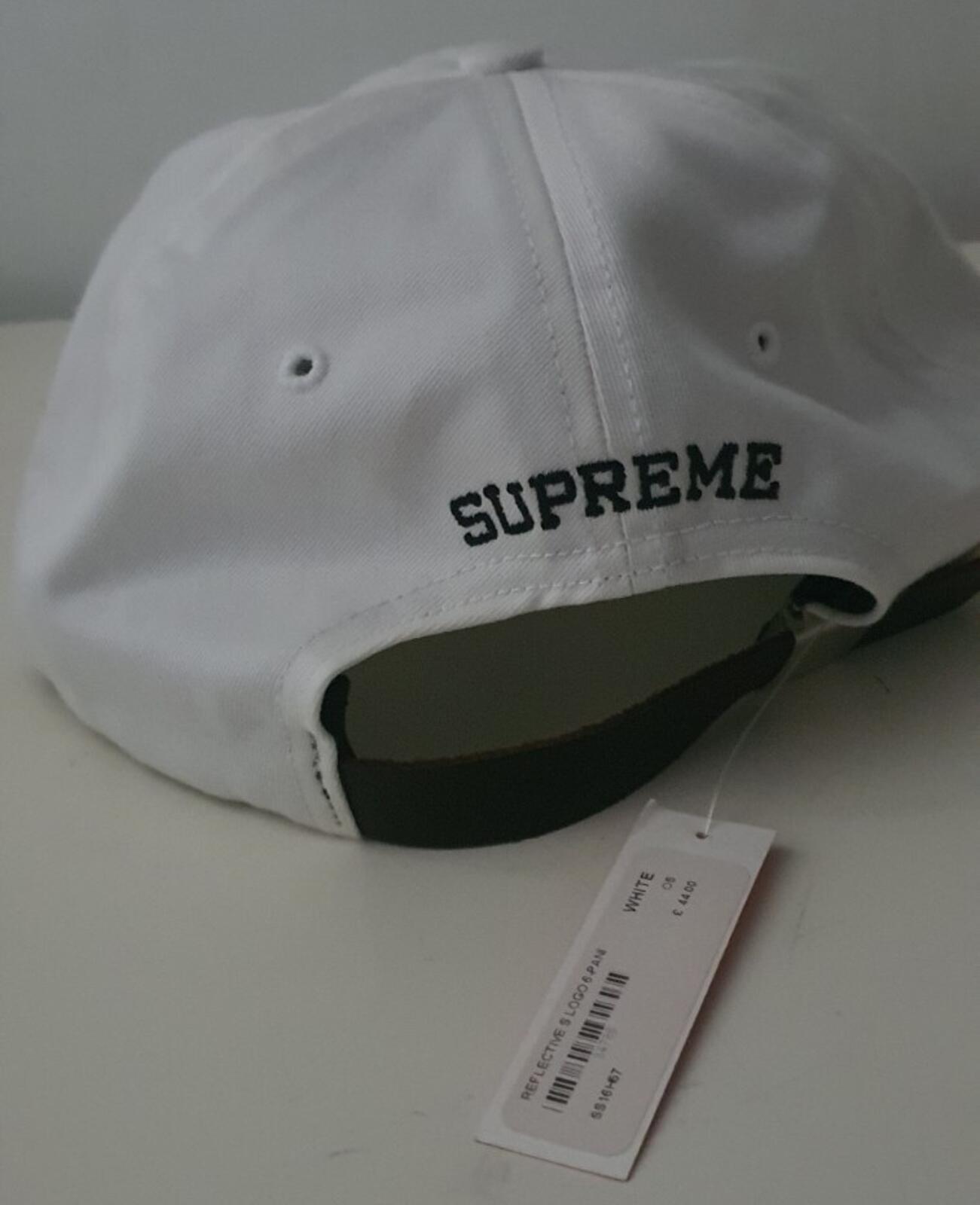 SS16 Supreme S Logo Reflective Logo 6-Panel cap white hat New With Tag