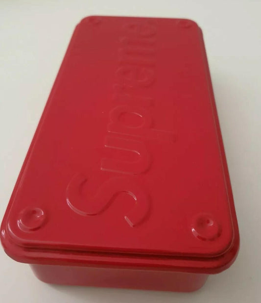 SS13 Supreme caja metálica grande con tapa abatible roja Accesorio raro Vintage 2013
