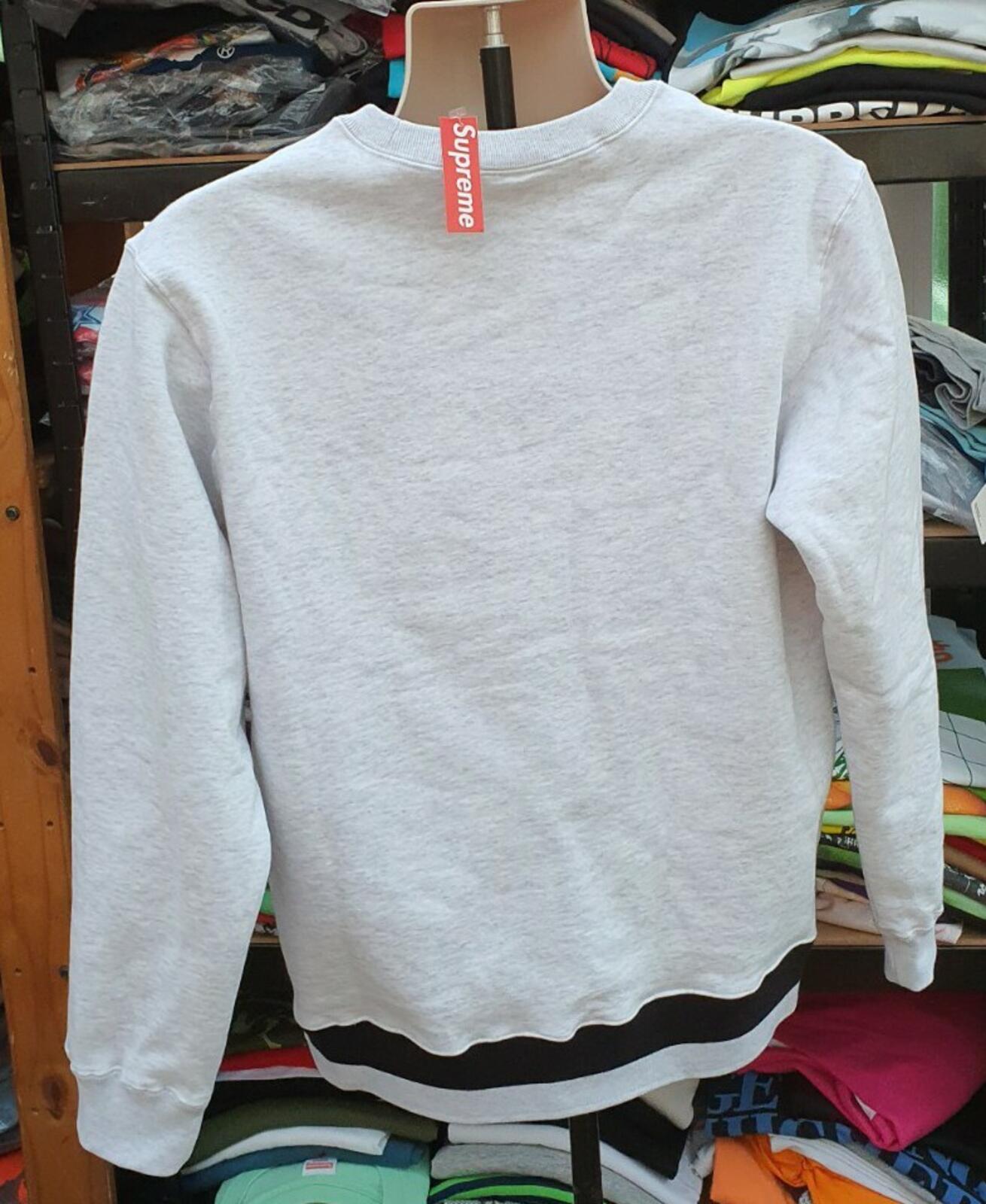 SS19 Supreme Rib Stripe Crewneck Ash Grey Size M