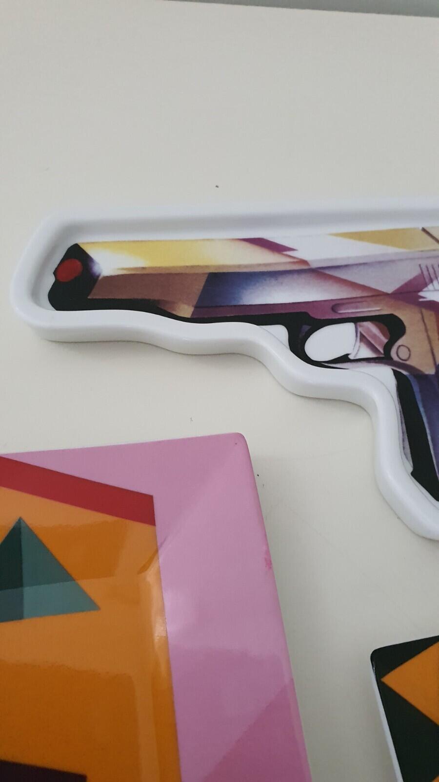 SS16 Supreme A. Mendini Milano Set of 3x ashtrays ceramic trays gun large small