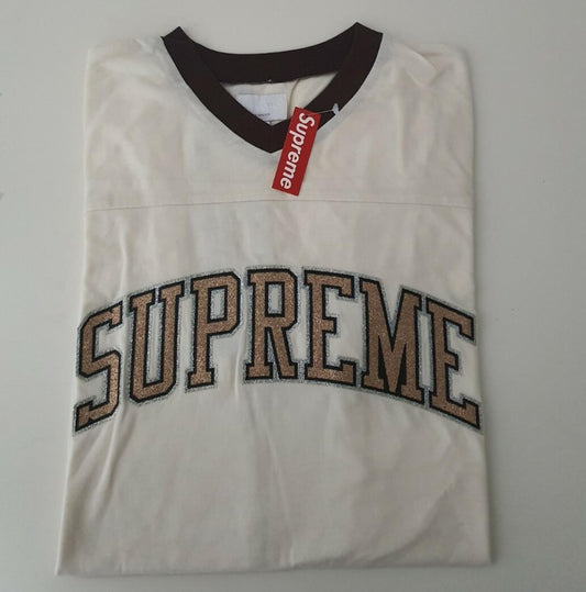 FW17 Supreme Glitter Arc Football Top M medium white tee t-shirt New With Tag