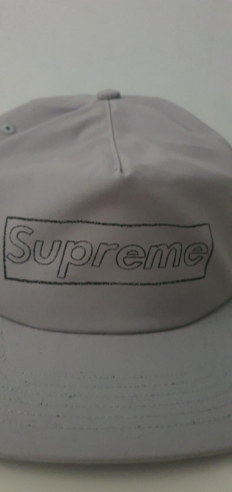 SS21 Supreme x Kaws Chalk Logo 5-panel Grey Hat Water Resistant Cap