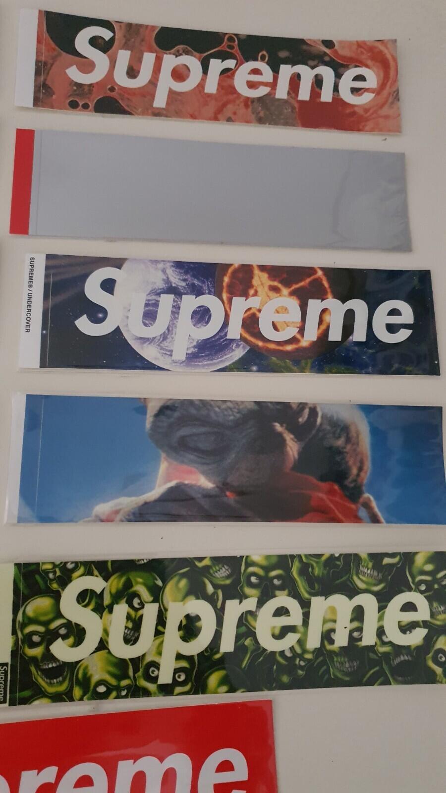 10 + 1 Supreme Box Logo stickers Rare small collection Skull Akira E.T + sleeves