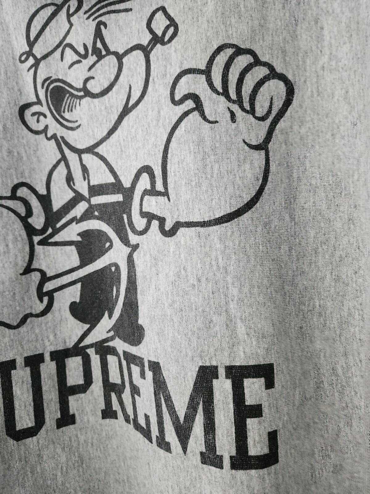 FW10 Supreme Popeye Hooded Sweatshirt L Large hoodie Heather Grey Vintage 2010