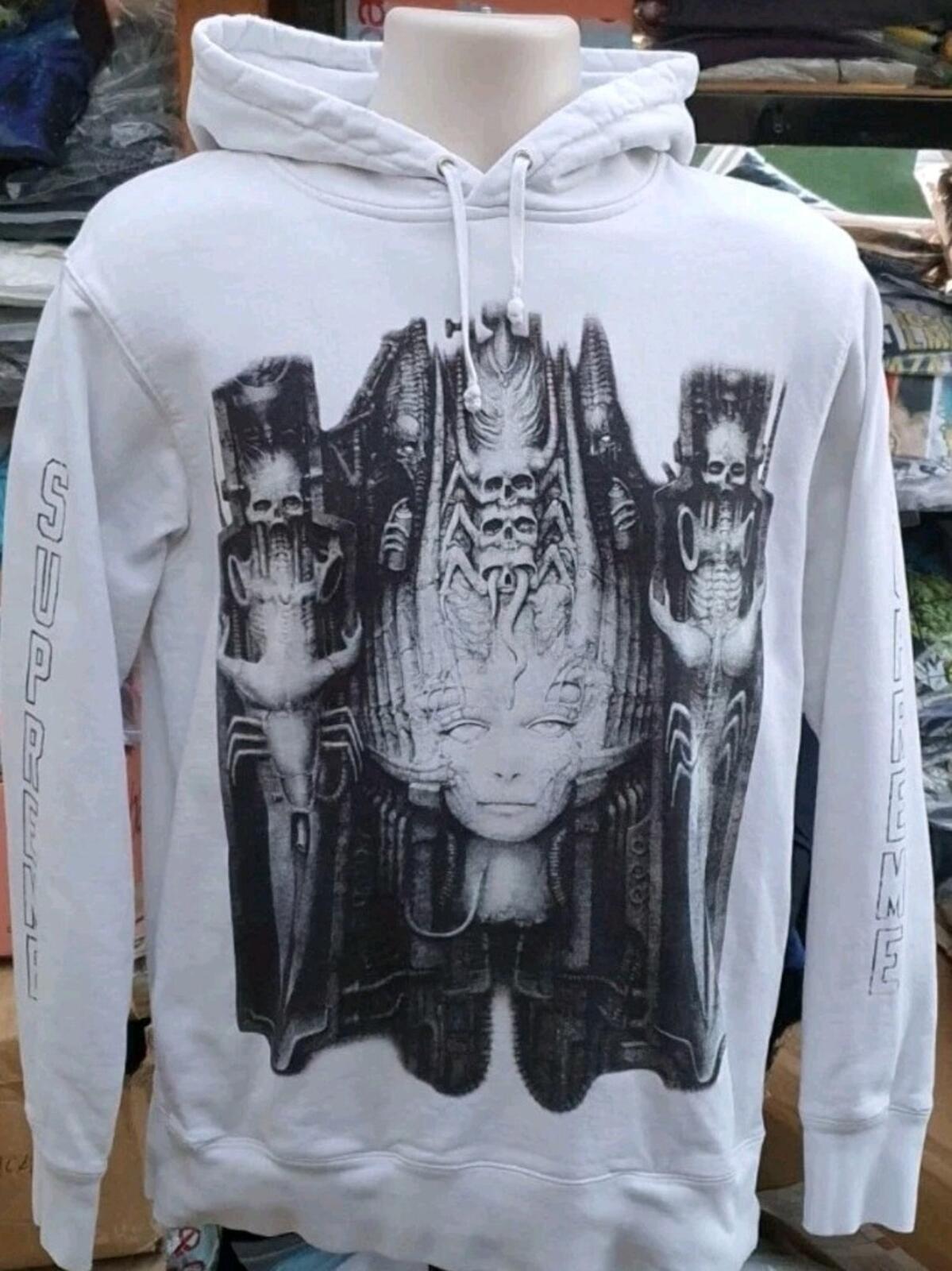FW14 Supreme H.R Giger Hooded Sweatshirt White Size M