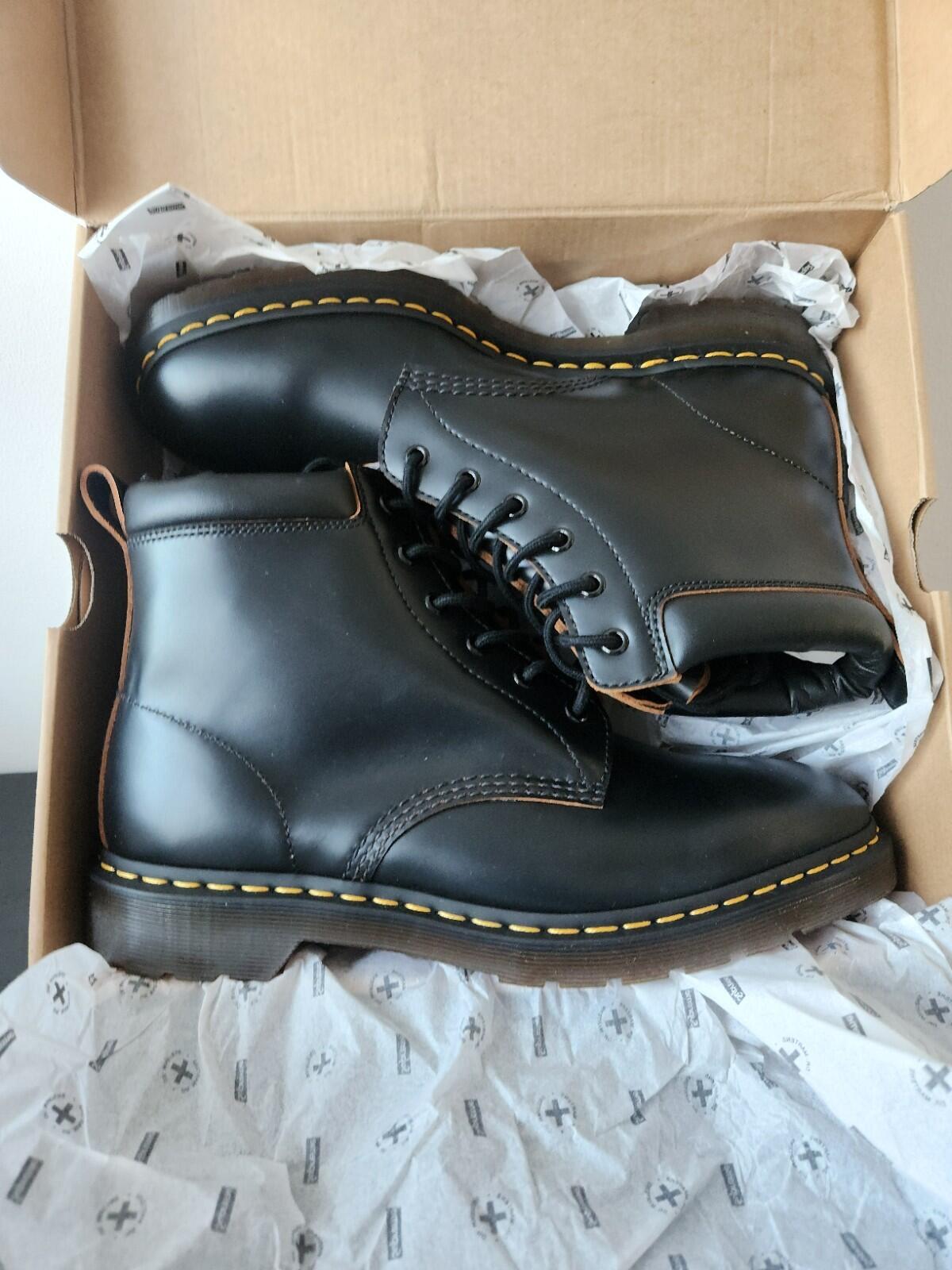 FW15 Supreme x Dr. Martens 6-Eye Boots Black UK 10 EU 45 US 11 Leather