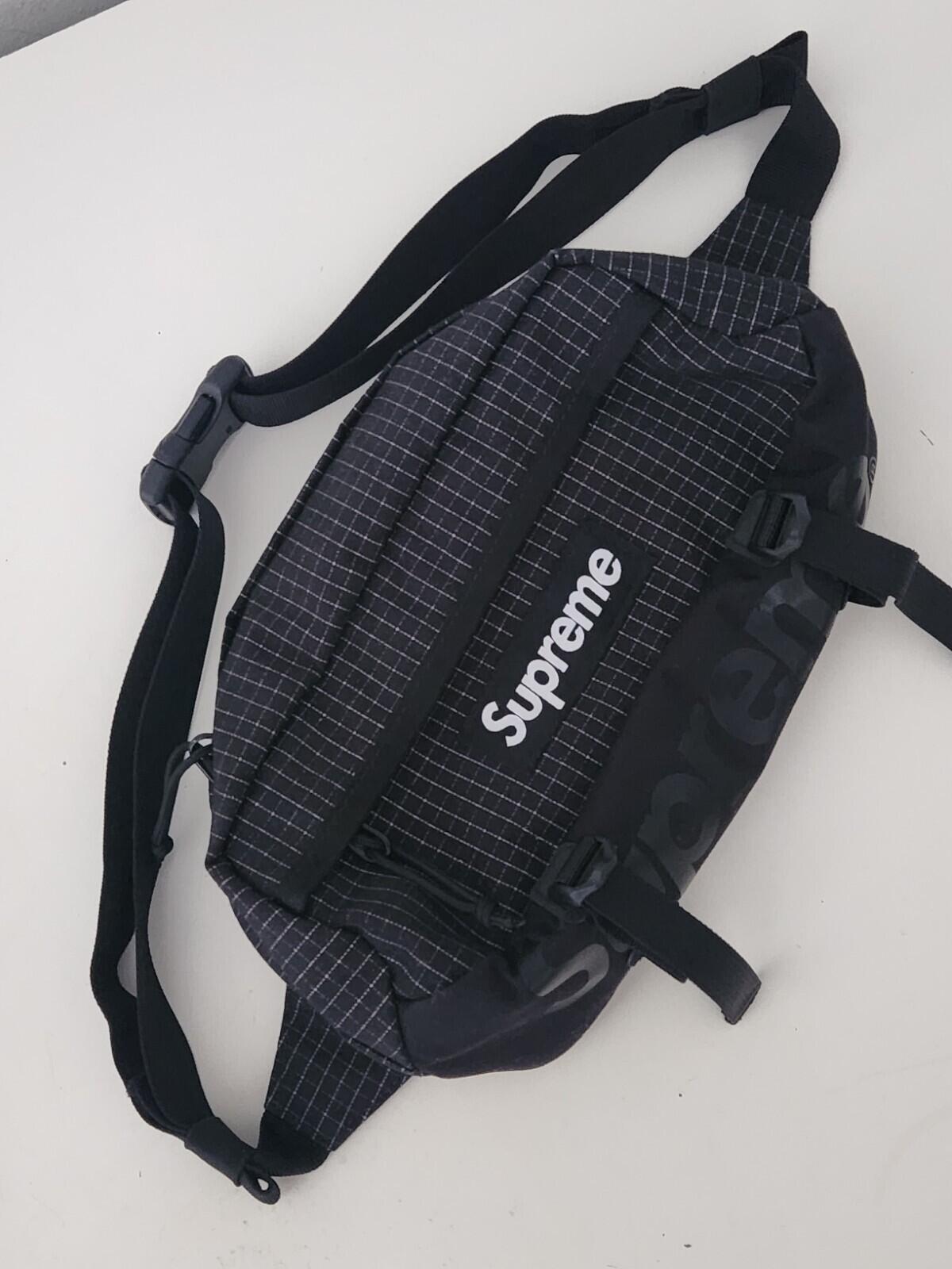 SS24 Supreme waist bag Water resistant Reflective Black Shoulder 3L