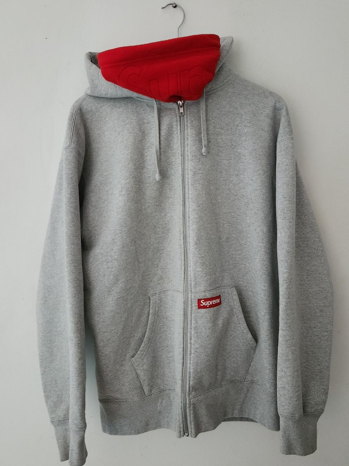 FW22 Supreme Double Hood Facemask Zip Up hooded sweatshirt Size XL hoodie Grey