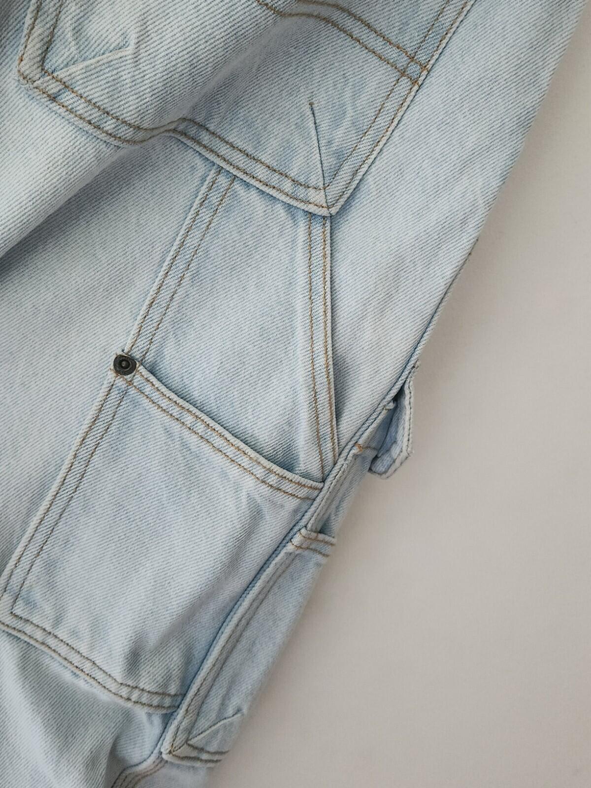SS22 Supreme Double Knee Denim Utility Jeans Größe 32 W32 L32 Washed Blue Hose