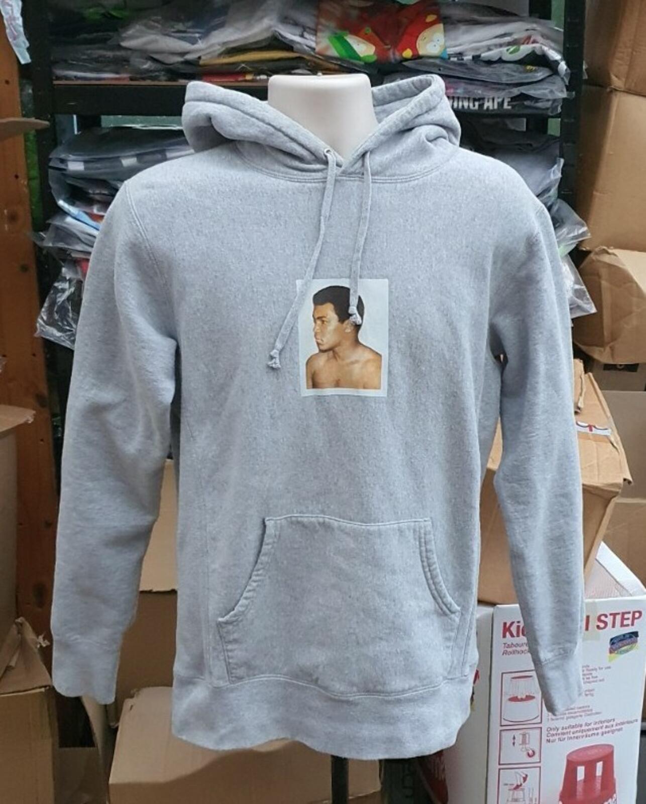 SS16 Supreme AliWarhol Hooded Sweatshirt Heather Grey Größe M Muhammad Ali